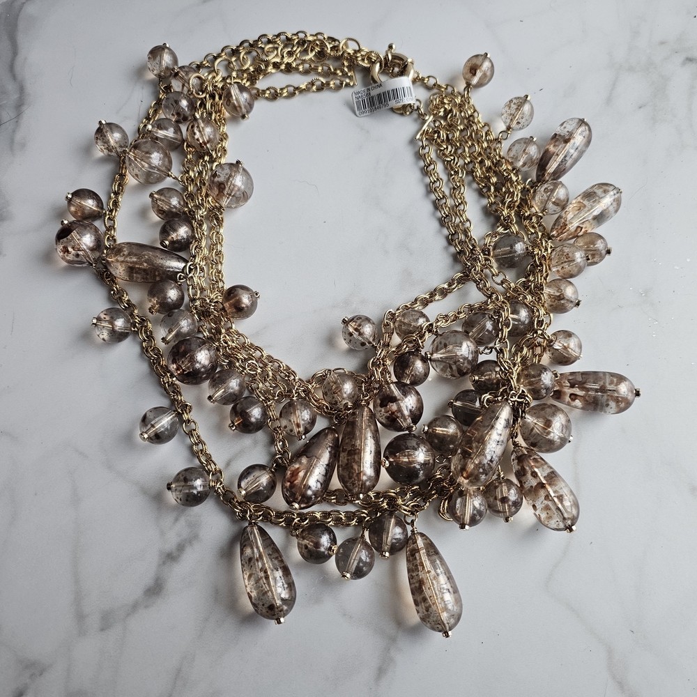 J. Crew Gold and Brown Statement Necklace